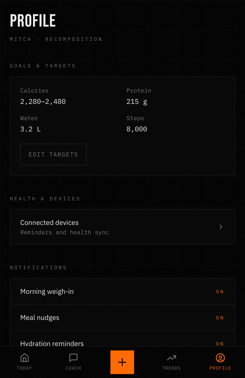 Baseline Health Sync screen