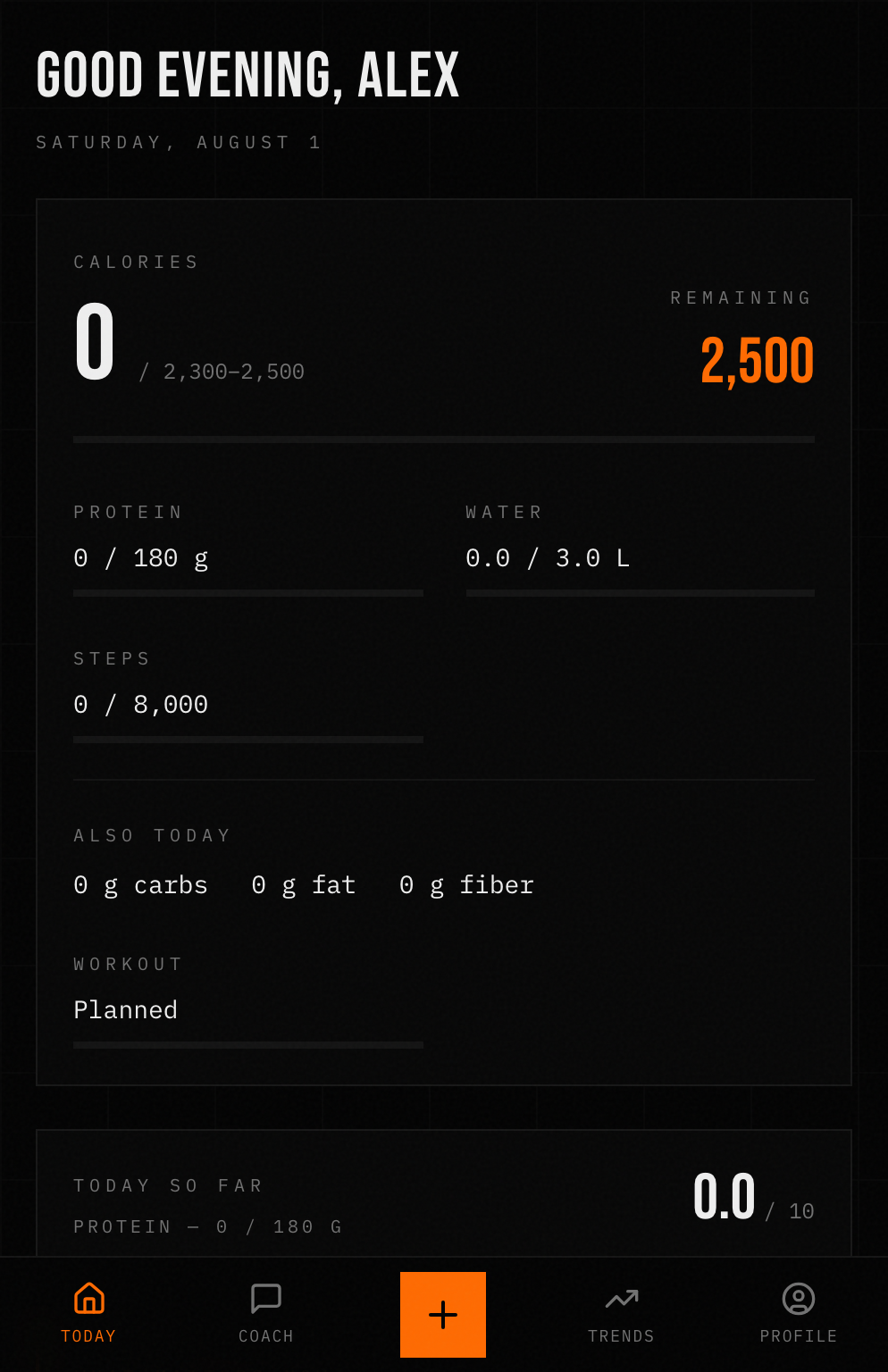 Baseline Today screen